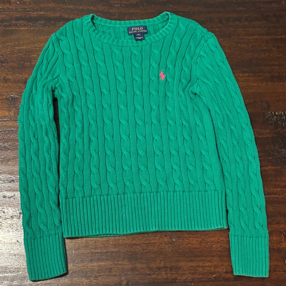 Polo by Ralph Lauren Vibrant Green Cable Knit Sweater Size M